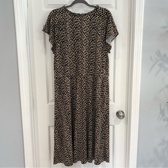Talbots Plus Animal Print Midi Stretch Dress Women 2X Tan Black Classic Preppy - Picture 7 of 15